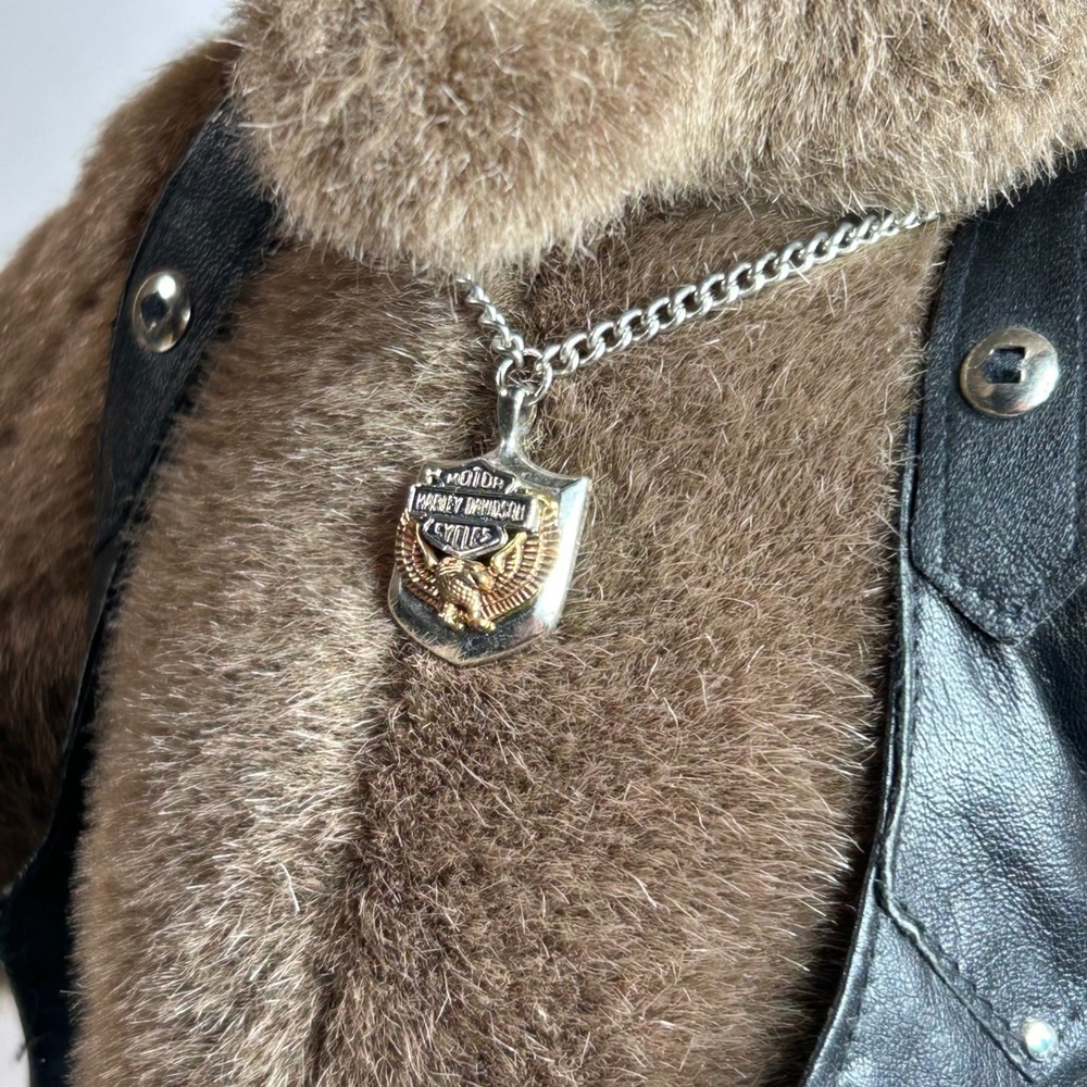 Franklin Mint Harley Davidson Plush Bear Biker Outfit Studded Vest Wallet Key - Picture 4 of 16